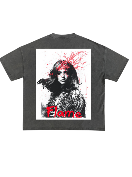 GRAPHIC DESIGN: Grunge Design Flame Girl 2: GRAPHIC DESIGN: For cloth Print