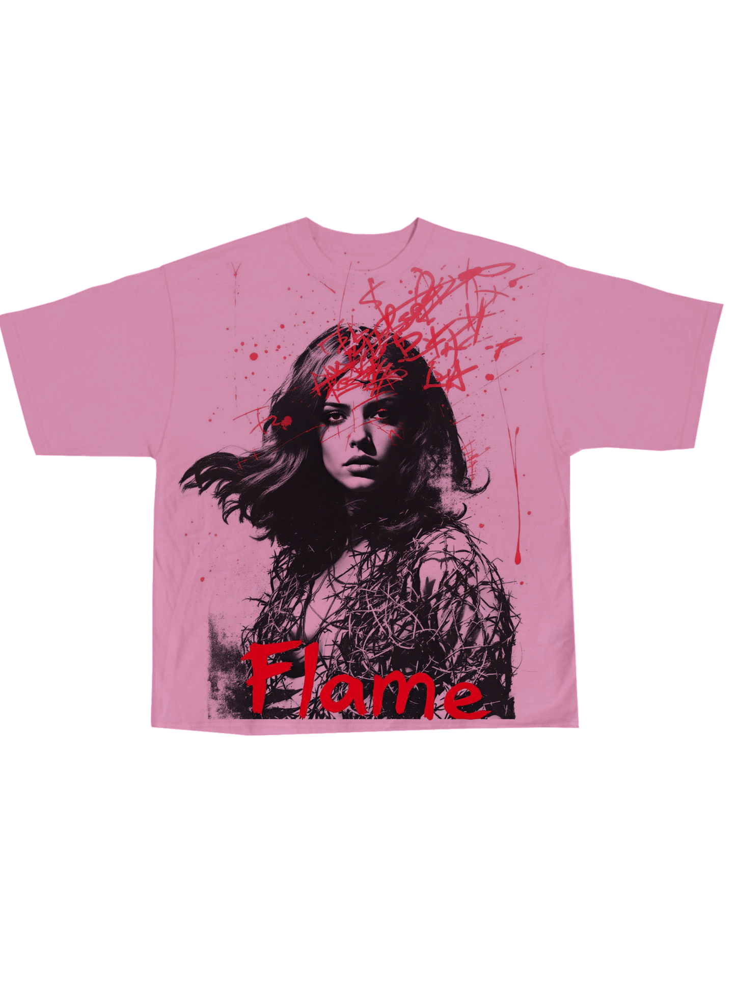 GRAPHIC DESIGN: Grunge Design Flame Girl 2: GRAPHIC DESIGN: For cloth Print